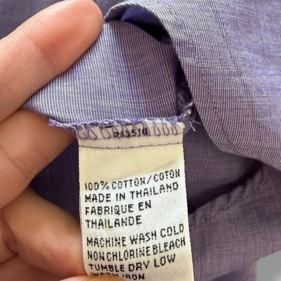 Talbots Vintage Purple Cotton Long Sleeve Button Up Collared Perfect Shirt sz 6 - Picture 4 of 4